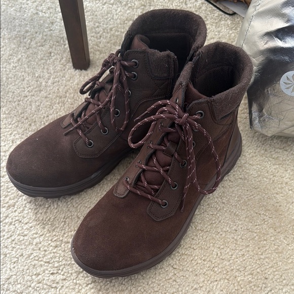 Ryka Brown Lace Up Boots with Suede Finish - Picture 1 of 6